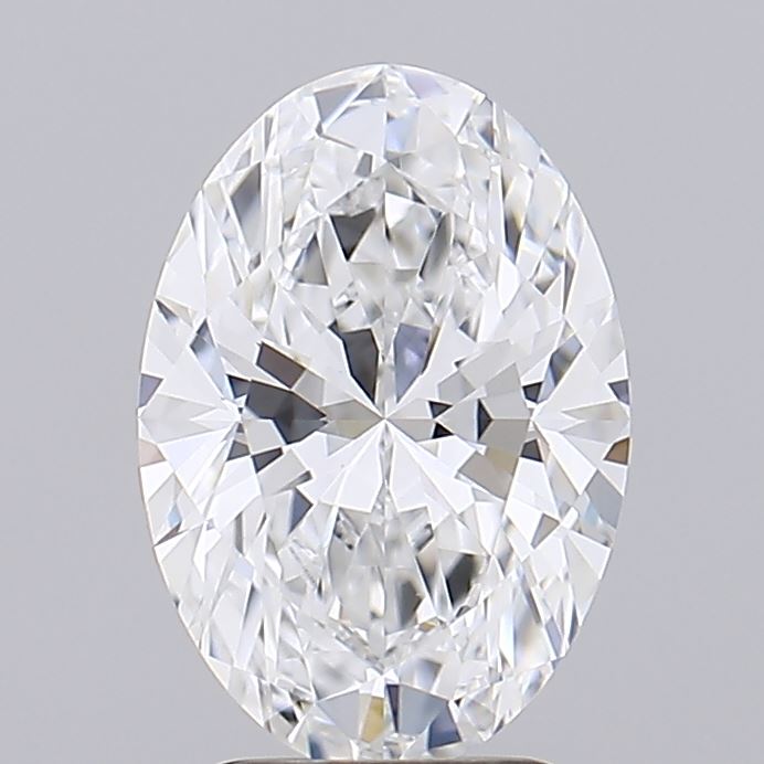2.06 Elegant oval-shaped diamond with intricate facets reflecting light against a neutral background.