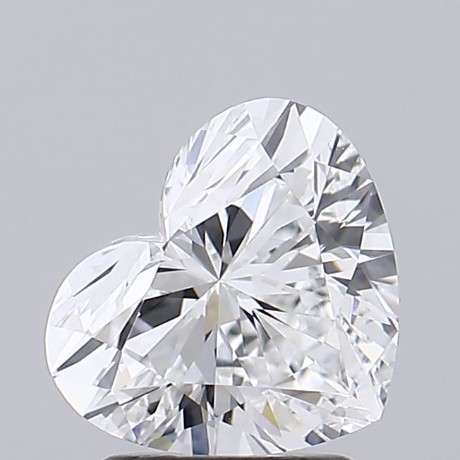 2.06 A sparkling heart-shaped diamond with intricate facets reflecting light, set against a soft gray background.