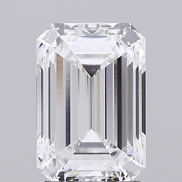 2.08 Emerald-cut diamond with step cuts and triangular facets.