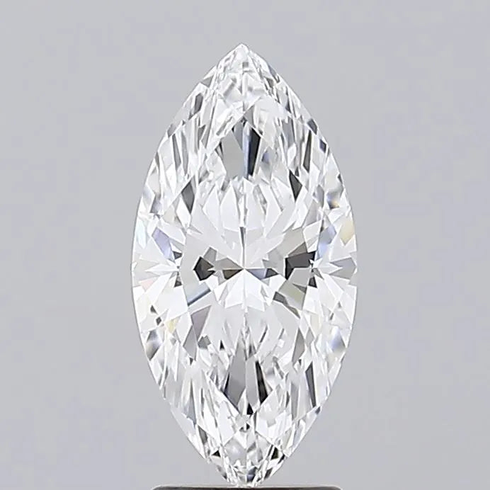 2.08 A sparkling marquise cut diamond against a grey background.