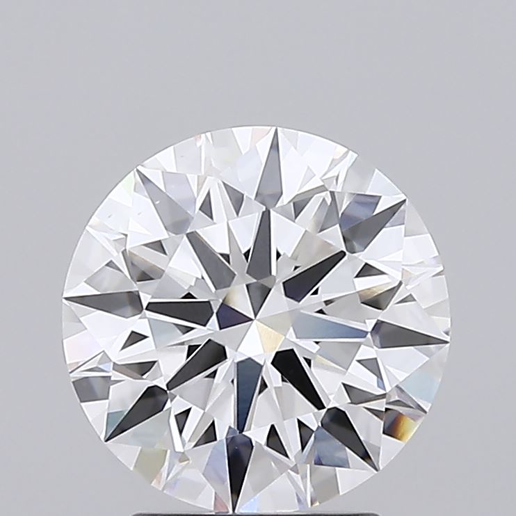 2.09 A brilliant round diamond sparkles against a light gray background, showcasing its intricate facets and clarity.