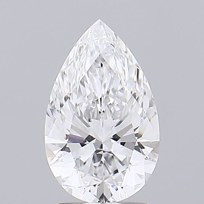 2.09 A stunning pear-shaped diamond glistening with brilliance, showcasing intricate facets and clarity against a light gray background.