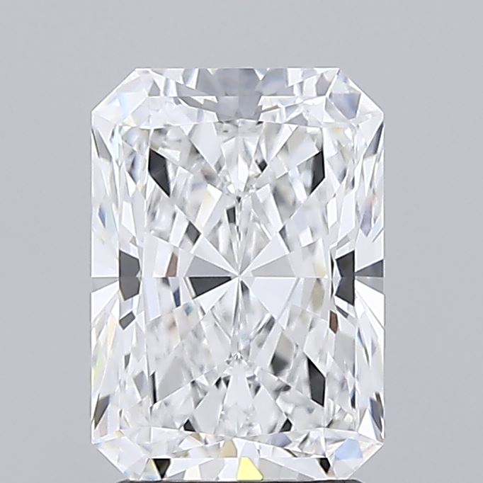 2.26 A close up of a radiant cut diamond against a light gray background.