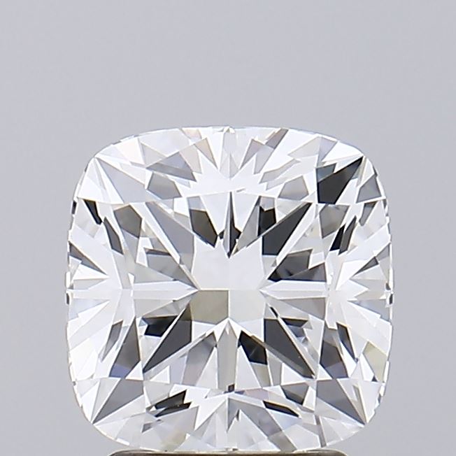 2.28 A sparkling, cushion-cut diamond displays brilliant facets, reflecting light against a soft gray background.