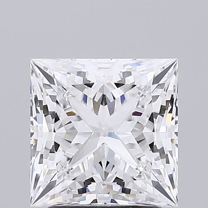 2.33 A sparkling princess-cut diamond with intricate facets, showcasing its brilliance and clarity against a neutral background.