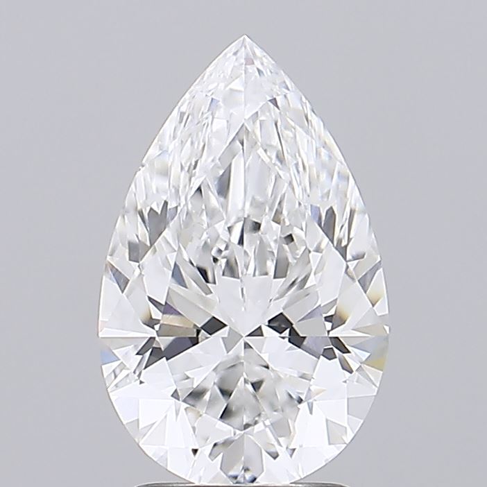 2.51 A pear-shaped diamond with intricate facets reflecting light, creating a sparkling effect. The jewel is set against a neutral gray background.