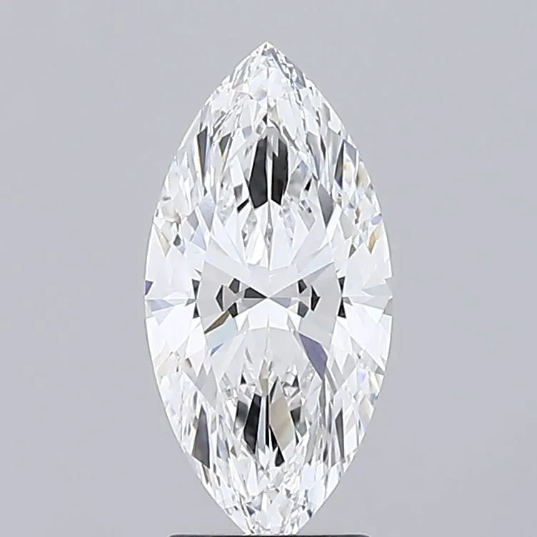 2.51 A sparkling marquise cut diamond against a grey background.