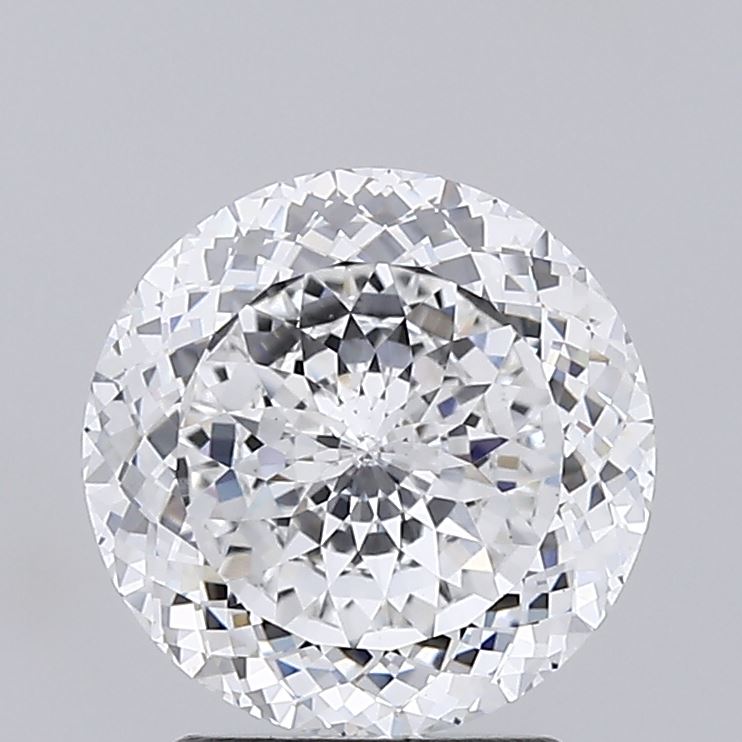 2.52 A close-up of a brilliant round cut diamond against a grey background.