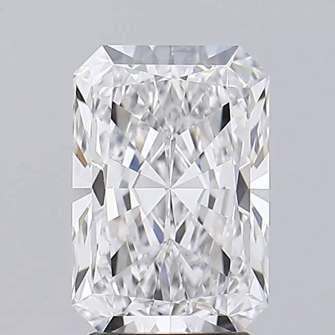 2.53 A radiant cut clear diamond against a grey background.