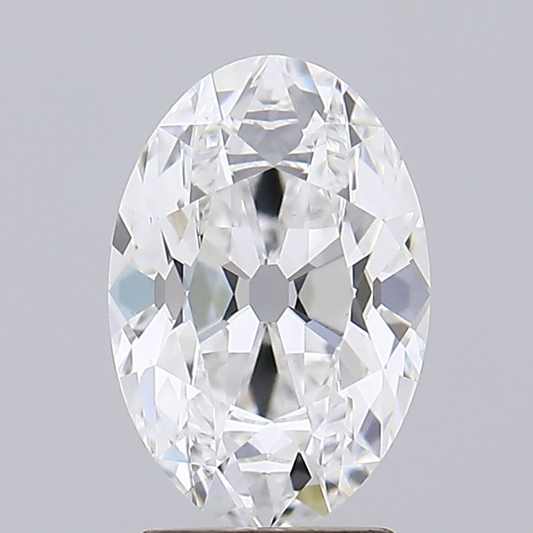 2.57 Oval-shaped diamond set against a light gray background. The diamond's facets reflect light, creating a brilliant sparkle and elegant appearance.