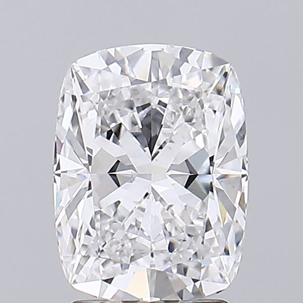 2.57 A close-up of a radiant cut diamond against a grey background.