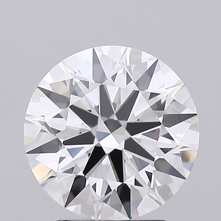 2.58 A round brilliant cut diamond with multiple facets reflecting light against a neutral background.