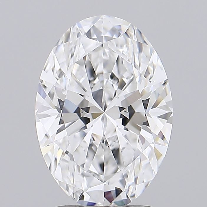 2.7 Elegant oval-shaped diamond with intricate facets reflecting light beautifully.