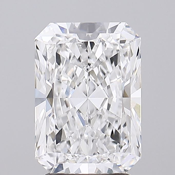 2.72 A sparkling, clear rectangular diamond with brilliant facets reflecting light against a soft gray background.