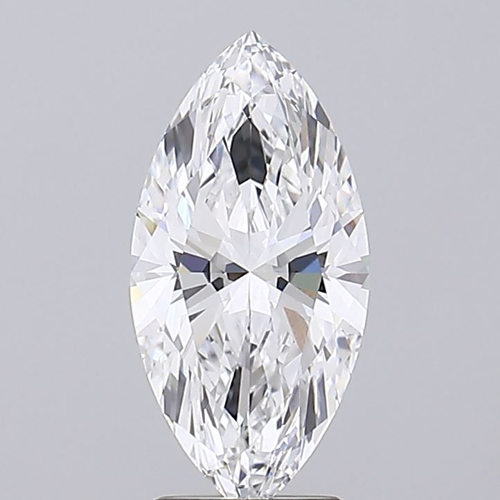 2.72 A sparkling marquise-cut diamond on a light gray background, showcasing intricate facets that reflect light, creating an elegant and luxurious appearance.