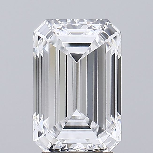 2.73 Emerald-cut diamond with step cuts and beveled corners.