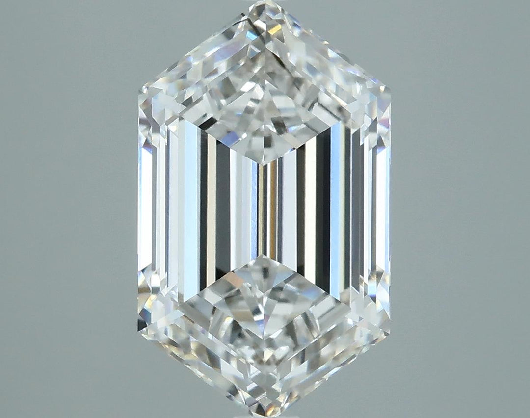 2.73 A stunning, faceted hexagonal diamond displaying brilliant clarity and a mesmerizing play of light.
