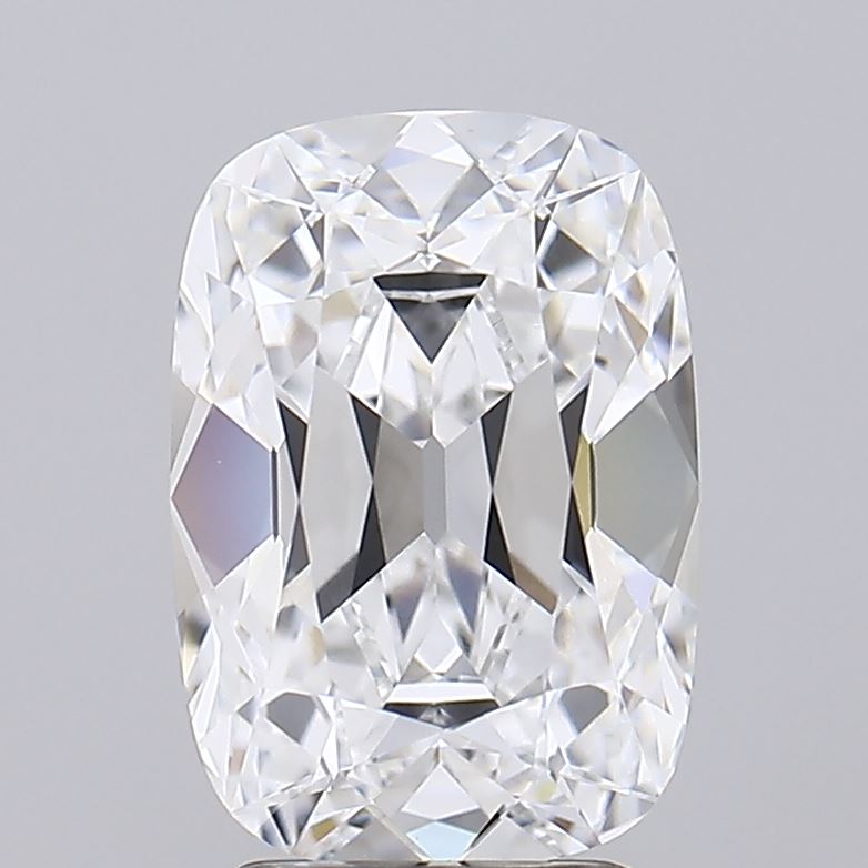 2.84 A dazzling, cushion-cut diamond showcasing brilliant facets that reflect light, enhancing its clarity and sparkle against a soft grey backdrop.