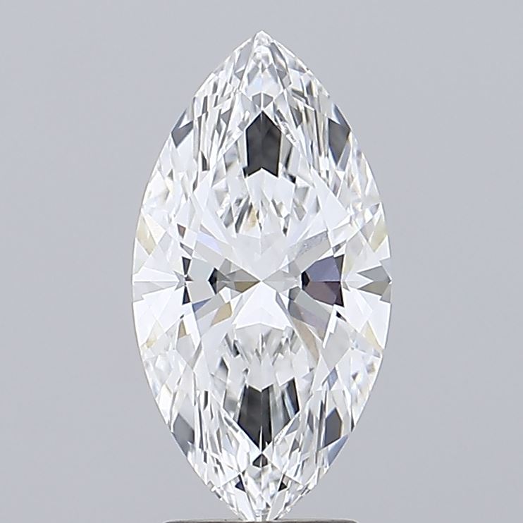 2.85 A brilliant marquise-cut diamond, showcasing clarity and sparkle against a soft gray backdrop.
