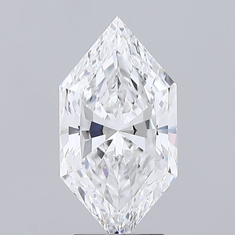 2.85 A marquise-cut diamond with sharp, symmetrical facets reflecting light brilliantly against a neutral gray background, exuding elegance and luxury.