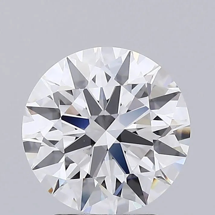 2.86 Close up of a round cut diamond against a grey background.
