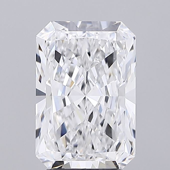 2.99 A radiant cut diamond with brilliant facets on a grey background.