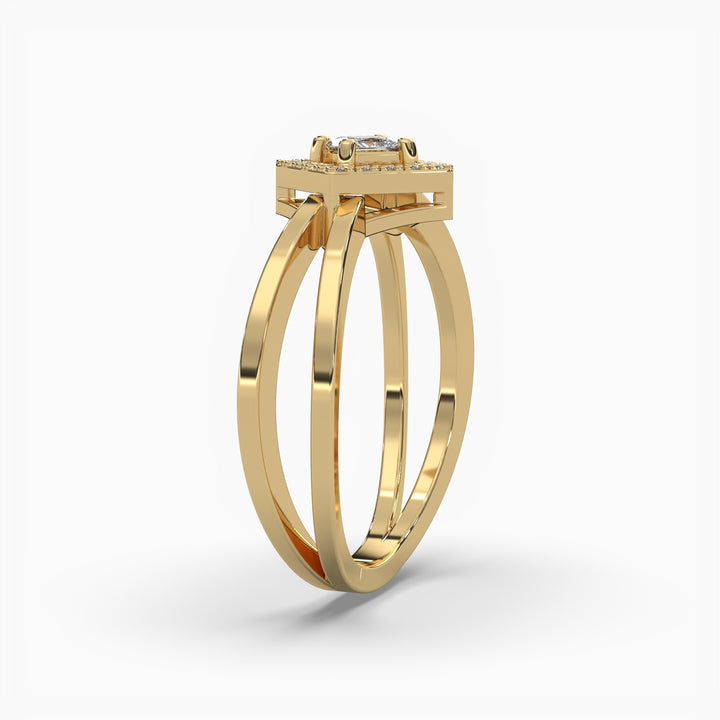 0.25ctw Princess and Round Lab Grown Diamond Split Shank Fashion Ring | 14k Gold