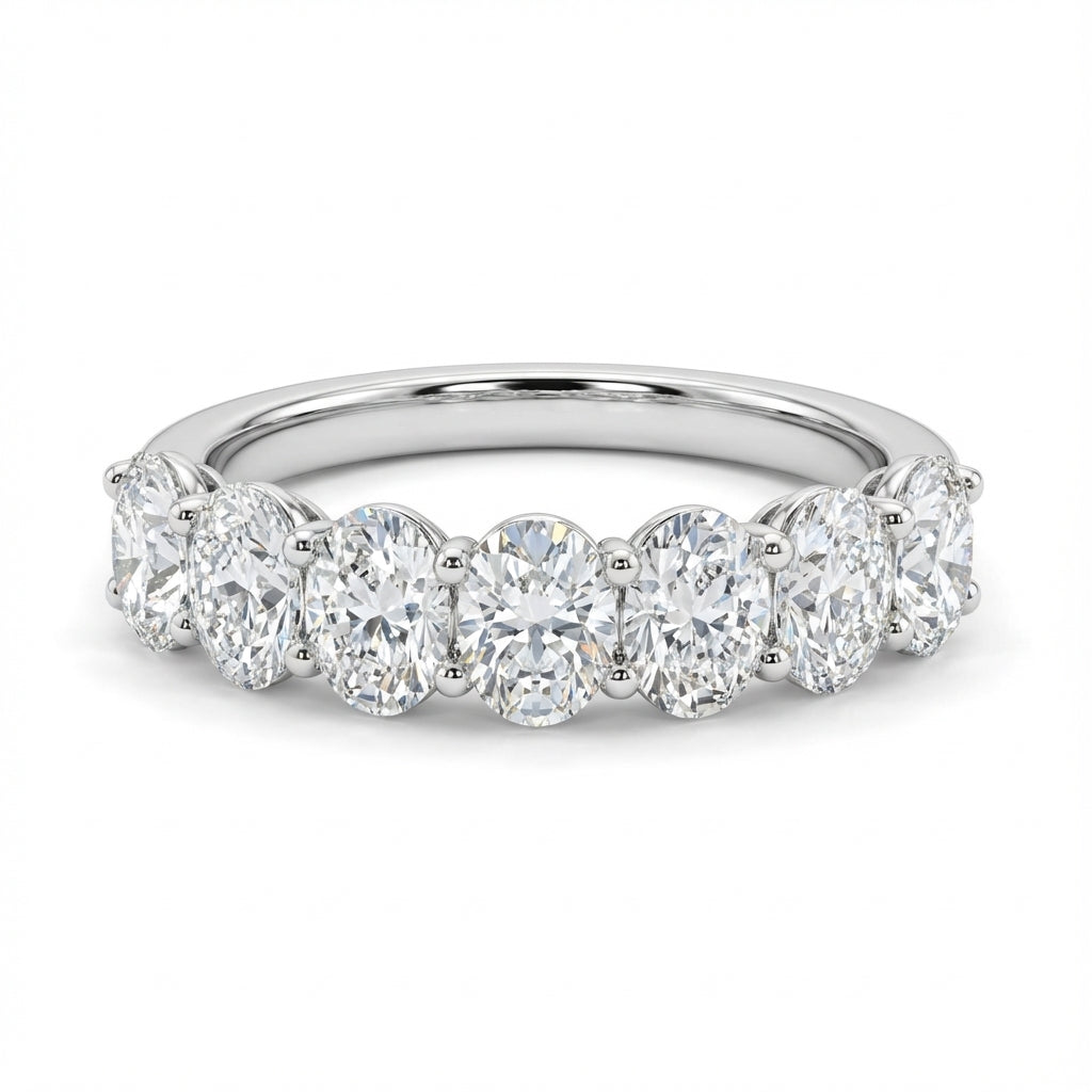 Seven Stone Classic Basket Set Oval Lab Grown Diamond Ring (1- 3 ct. tw.)