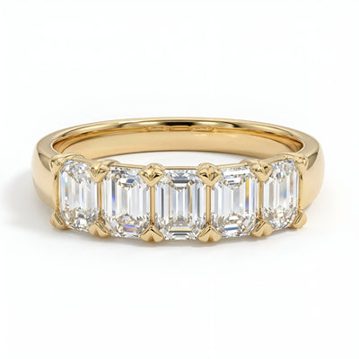 Five Stone Emerald Lab Grown Diamond Ring - 2 ctw