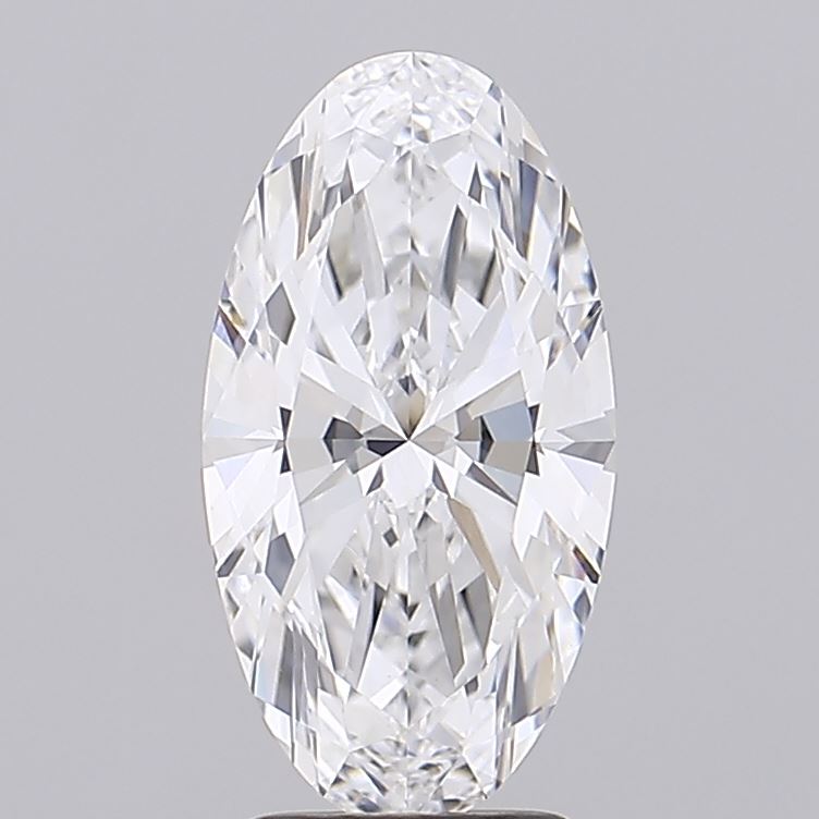 3.02 An elegant, oval-cut diamond sparkling with brilliance, set against a neutral background, showcasing its intricate facets and clarity.