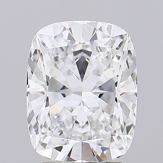 3.07 Cushion-cut diamond against a gray background, showcasing intricate facets and sparkling clarity, conveying elegance and sophistication.