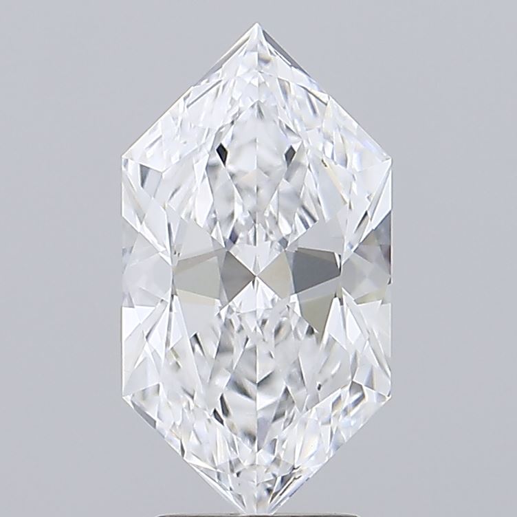 3.09 A radiant, transparent diamond with a complex, faceted cut sits against a plain gray background, reflecting light and exhibiting a brilliant sparkle.
