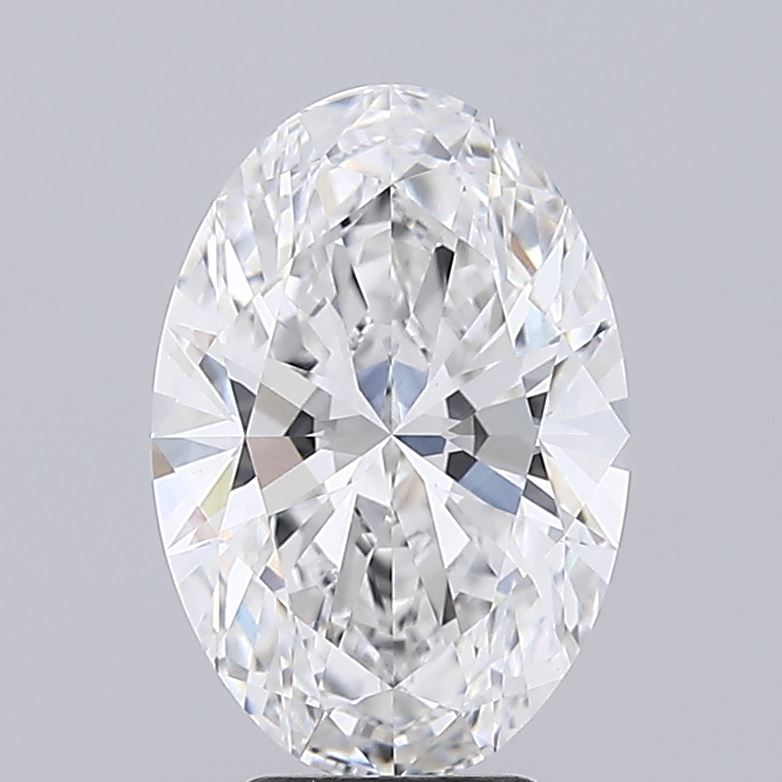 3.25 Oval cut diamond on a grey background showcasing brilliant facets and reflections.