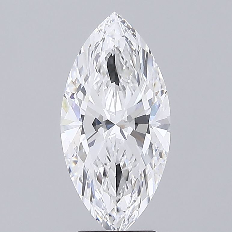 3.52 Marquise diamond with precise cuts and facets against a neutral background.