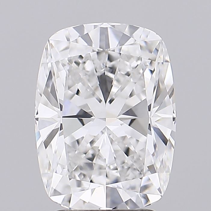 3.53 Close-up of a sparkling rectangular cushion-cut diamond, showcasing its brilliant facets and clarity against a grey background.