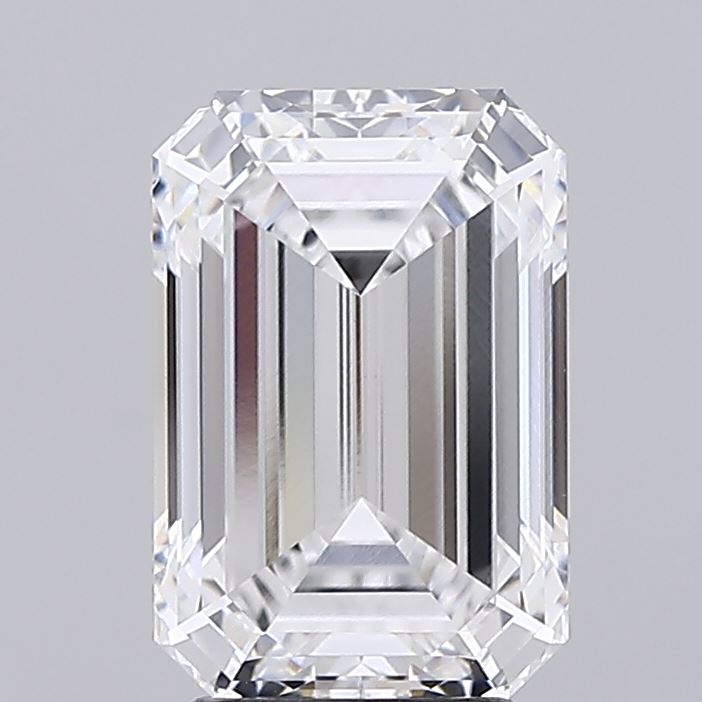 3.54 A sparkling emerald cut diamond against a light grey background.