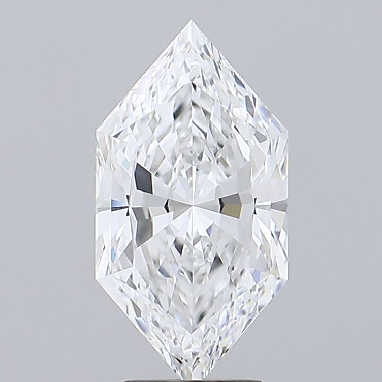 3.55 A radiant kite-shaped diamond with intricate facets reflects light brilliantly. It is positioned against a neutral gray background, exuding elegance and luxury.