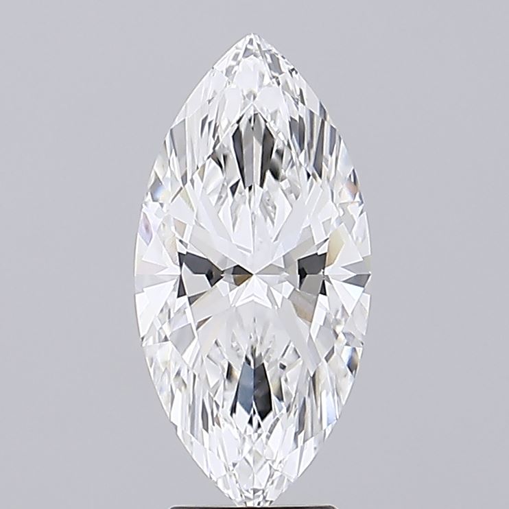 3.57 A sparkling marquise-cut diamond with brilliant facets, displayed against a neutral background, showcasing its clarity and elegance.