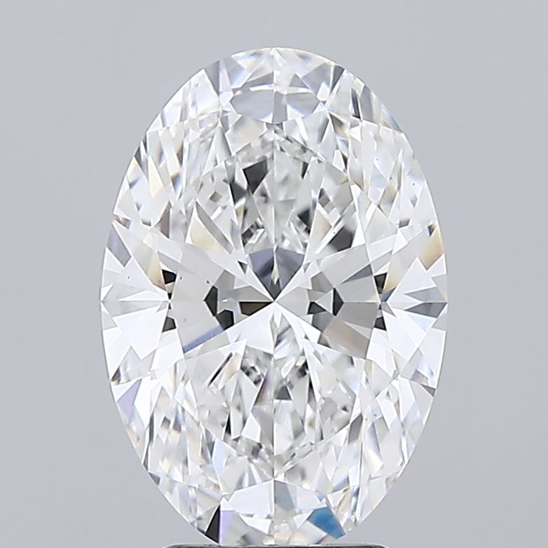 3.58 Elegant oval-cut diamond with intricate facets, radiating brilliance against a neutral background.