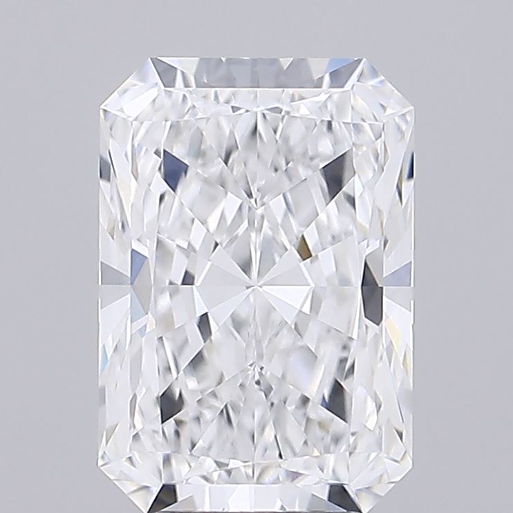 3.59 Rectangular diamond with intricate facets and clear brilliance.