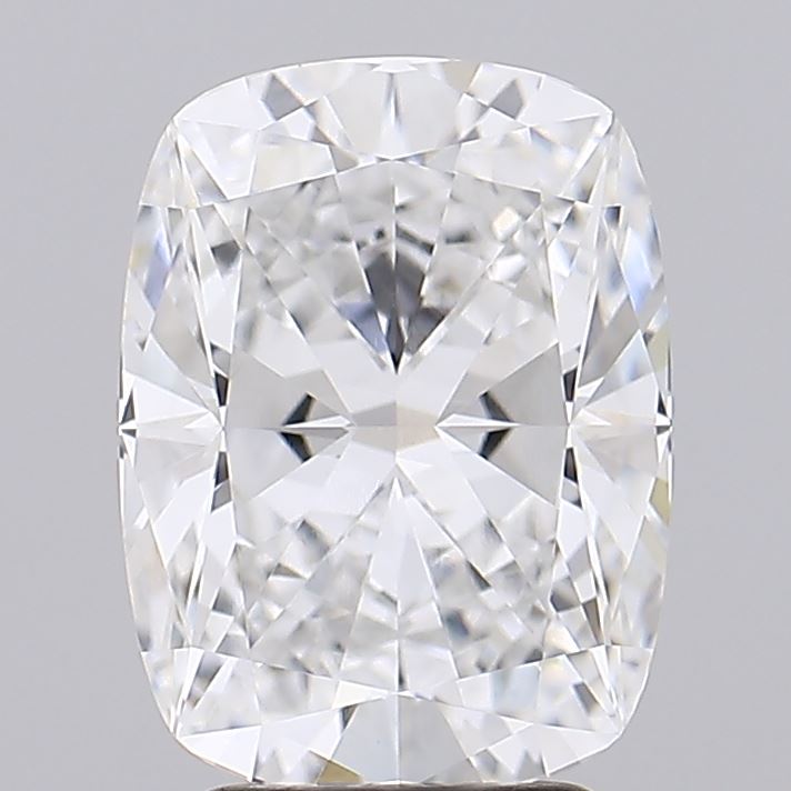 3.76 Cushion-cut diamond against a light gray background. The geometric facets create a sparkling effect, conveying luxury and elegance.