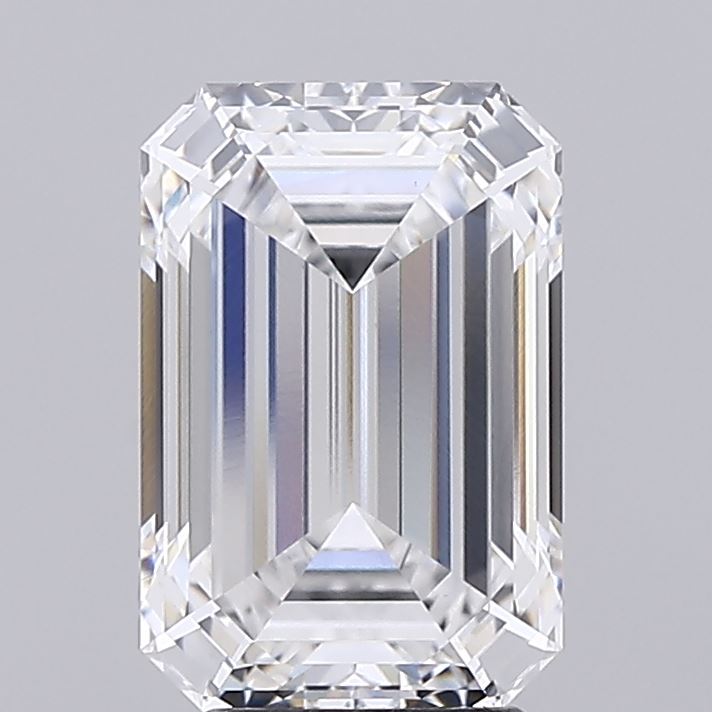 3.78 An elegant, clear emerald-cut diamond with multiple facets reflecting light, set against a soft gray background.