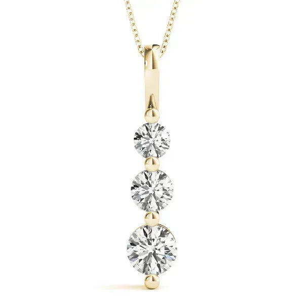 Three-Stone Lab-Grown Diamond Pendant Necklace