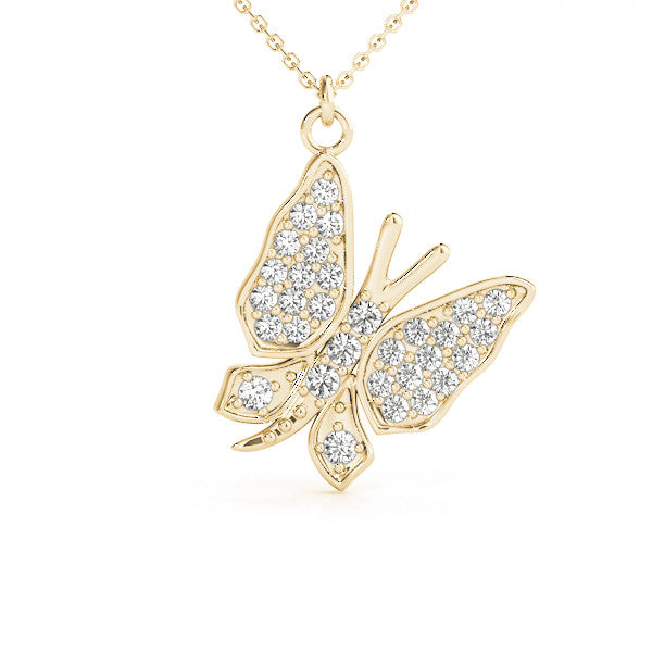 Spring Butterfly Diamond Necklace | 0.5ct Total Dimond Weight | 14k Yellow Gold