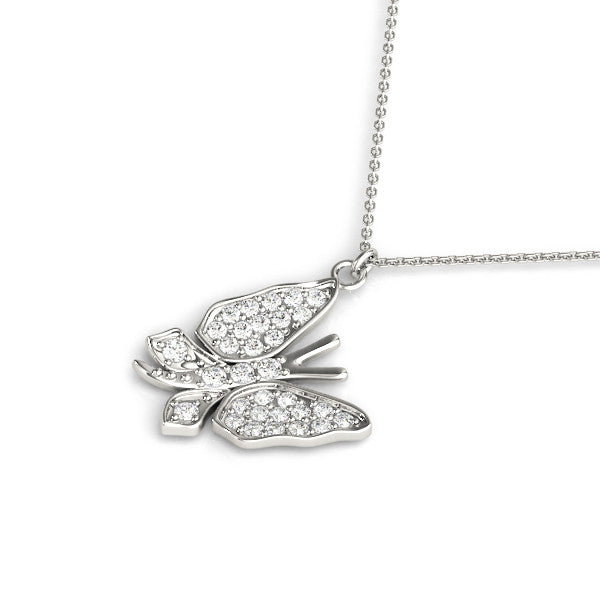 Spring Butterfly Diamond Necklace | 0.5ct Total Dimond Weight | 14k Gold