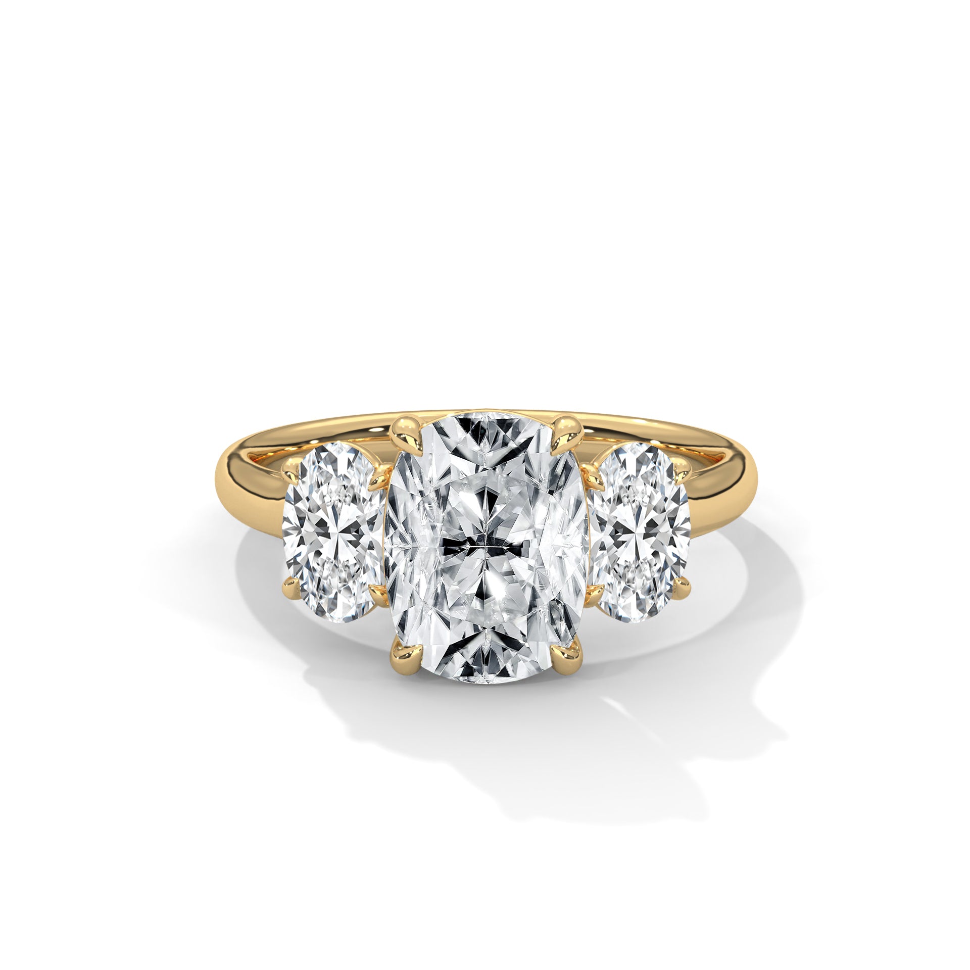 14k Yellow Gold / Long Cushion