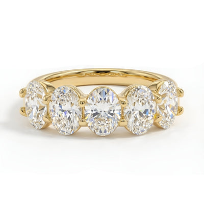 Five Stone Oval Lab Grown Diamond Band - 3 ctw