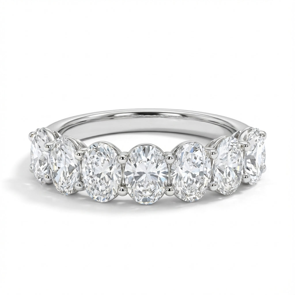 Seven Stone Classic Basket Set Oval Lab Grown Diamond Ring (1- 3 ct. tw.)