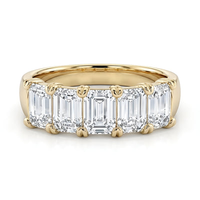 Five Stone Emerald Lab Grown Diamond Ring - 3 ctw