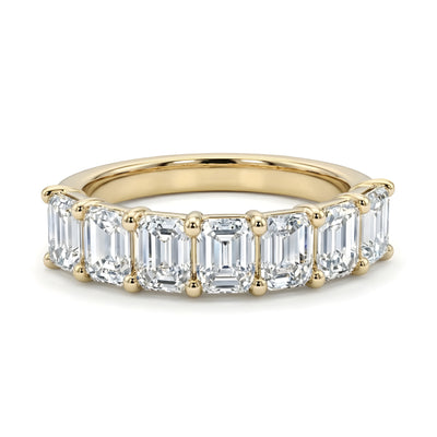 Seven Stone Classic Basket Emerald Ring - 3 ctw